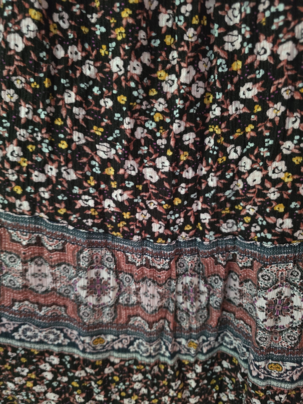Knox Rose Brown Floral Maxi Dress with Pink and Cream Accents Boho Medium - Picture 6 of 6